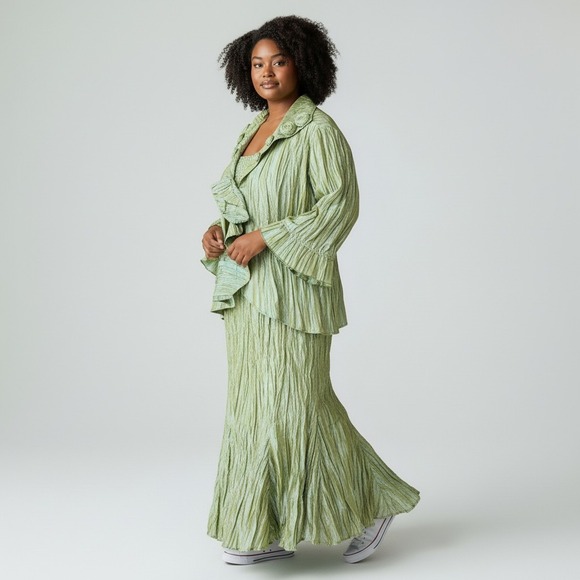 Miland Dresses & Skirts - Miland Iridescent Green Maxi Skirt Jacket Set Large Mermaidcore Fairycore Whimsy